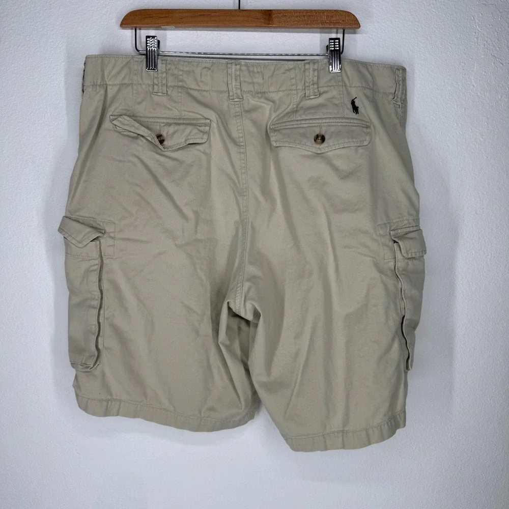 Polo Ralph Lauren Mens Khaki Tan Relaxed Cotton Cargo‎ Shorts Size 40 Utility